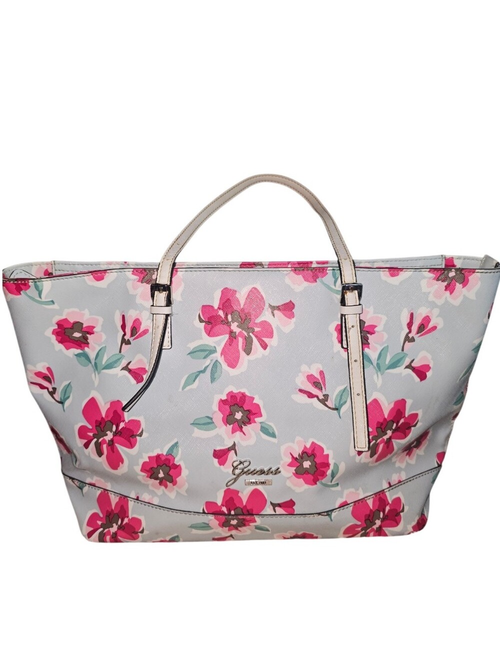 Guess Floral Tote Bag in Pink and White